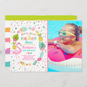 Pool Party Birthday Invitation Tropical Flamingo