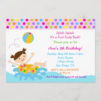 Pool Party Birthday Invitations by Petit_Prints at Zazzle