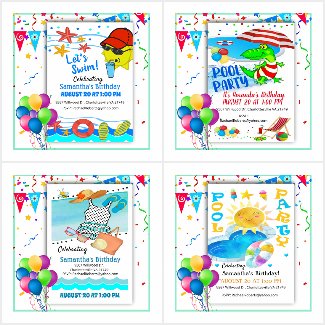 Pool Party Birthday Invitations