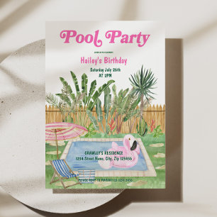 Pool Party Birthday Invite Pink