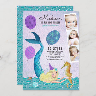 Pool Party Birthday   Mermaid   Invitations