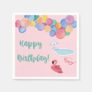 Pool party birthday napkins