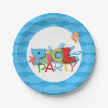 Pool Party Birthday Paper Plate by NellysPrint at Zazzle