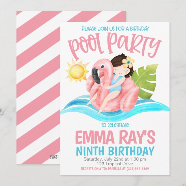 Pool Party Birthday Party Invitation (Front/Back)
