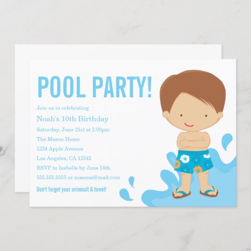 Pool Party  Birthday Party Invitation