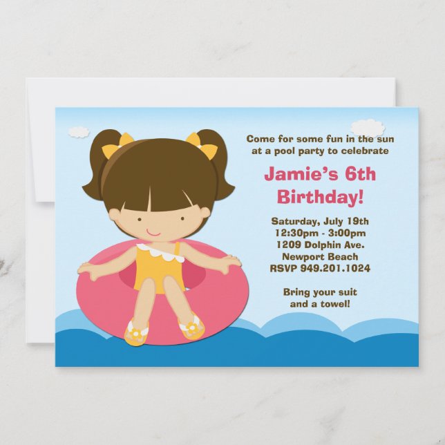 Pool Party Birthday Party Invitation (Front)
