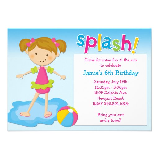 Pool Party Birthday Party Invitation 5