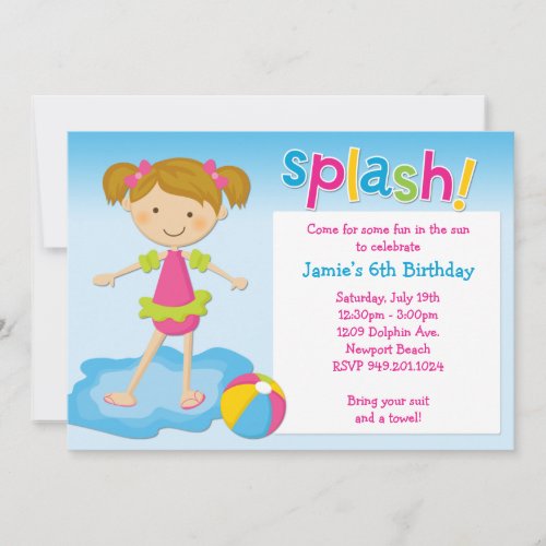 Pool Party Birthday Party Invitation