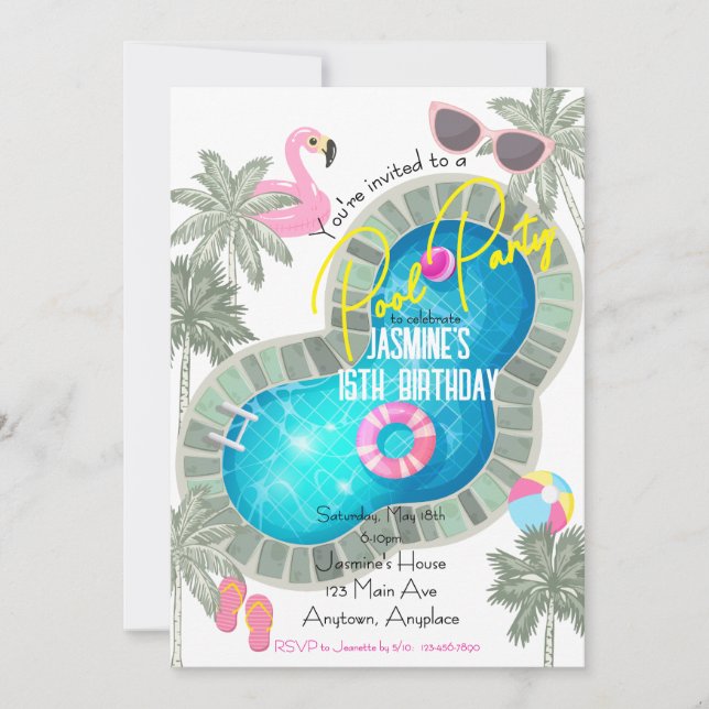 Pool Party Birthday Party Invitation (Front)