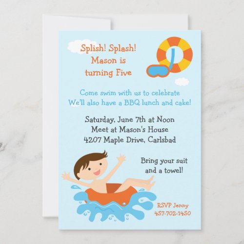 Pool Party Birthday Party Invitation