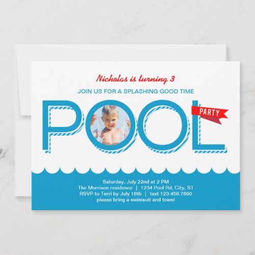 Pool Party Birthday Photo Invitation