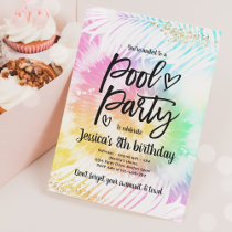 Pool Party Birthday Pink Tie Dye Girly Pool Party Invitation