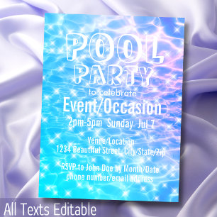 Pool Party Birthday Pool Party Beach Party Cool Invitation Postcard