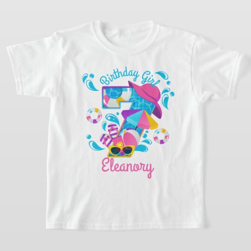 Pool Party Birthday Seventh Summer  T_Shirt