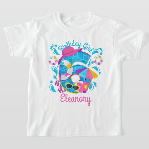 Pool Party Birthday Sixth Summer  T_Shirt