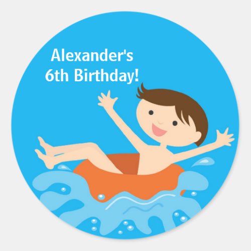 Pool Party Birthday Sticker