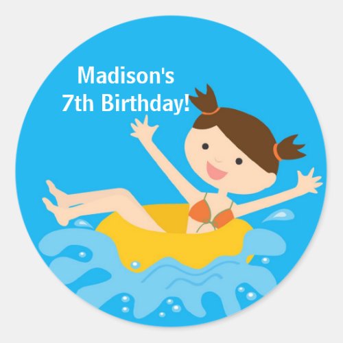 Pool Party Birthday Sticker