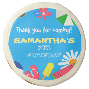Pool Party Birthday Summer Beach Swimming Label Sugar Cookie