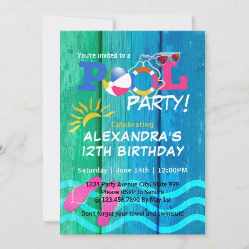 Pool Party Birthday Summer Fun Card