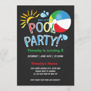 Pool Party Birthday Summer Fun Invitation