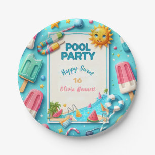 Pool Party Birthday Sweet Sixteen Summer Swim Paper Plates