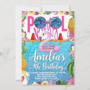 Pool Party Birthday, Swimming Party, Any Age Invitation