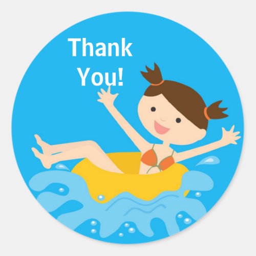 Pool Party Birthday Thank You Sticker