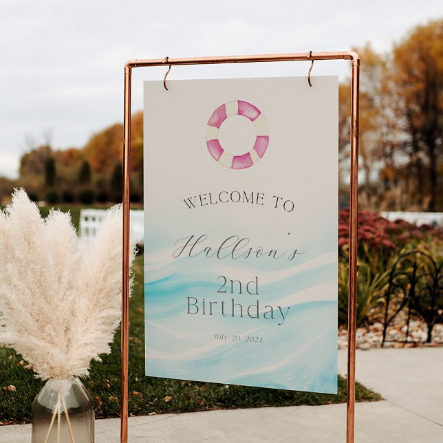 Pool Party Birthday Welcome  Foam Board (Creator Uploaded)