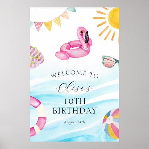 Pool Party Birthday Welcome  Poster