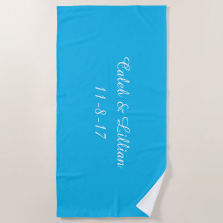 Pool Party Blue Beach Wedding Template Towel