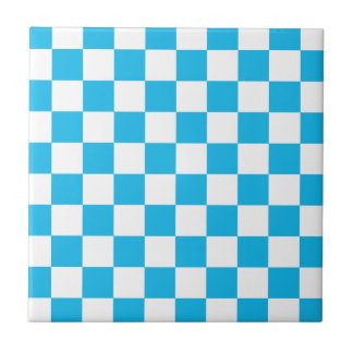 Pool Party Blue Checkerboard Ceramic Tile