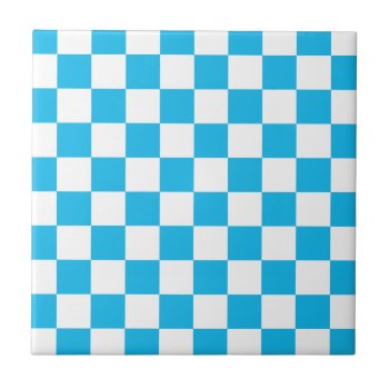 Pool Party Blue Checkerboard Ceramic Tile by LokisColors at Zazzle