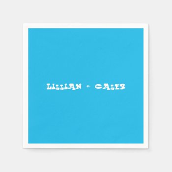 Pool Party Blue Custom Engagement Party Napkins by LokisColors at Zazzle