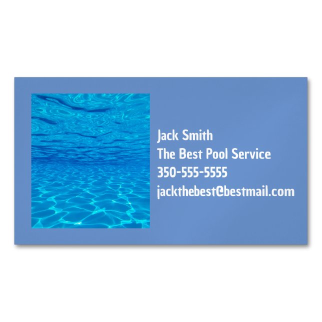 Pool party blue floating color pop  business card magnet (Front)