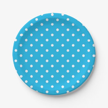 Pool Party Blue Polka Dot Paper Plates by LokisColors at Zazzle