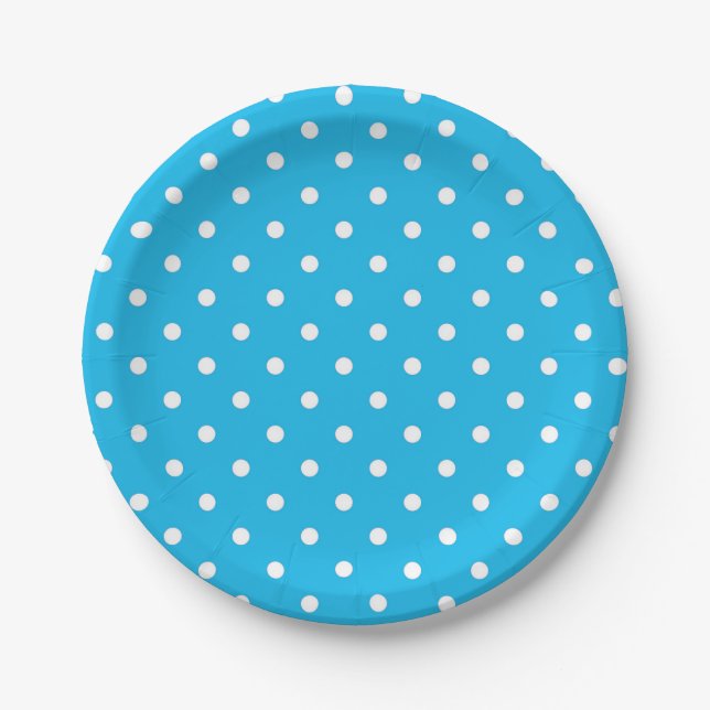 Pool Party Blue Polka Dot Paper Plates (Front)