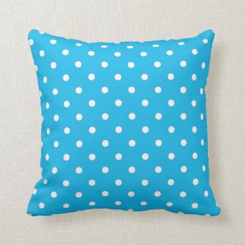 Pool Party Blue Polka Dots Throw Pillow by LokisColors at Zazzle