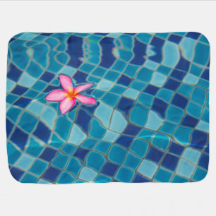 Pool party blues pink flower floating color pop baby blanket