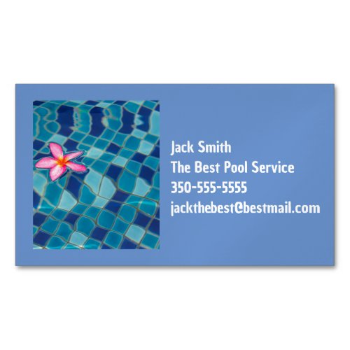 Pool party blues pink flower floating color pop  business card magnet