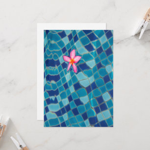 Pool party blues pink flower floating  invitation