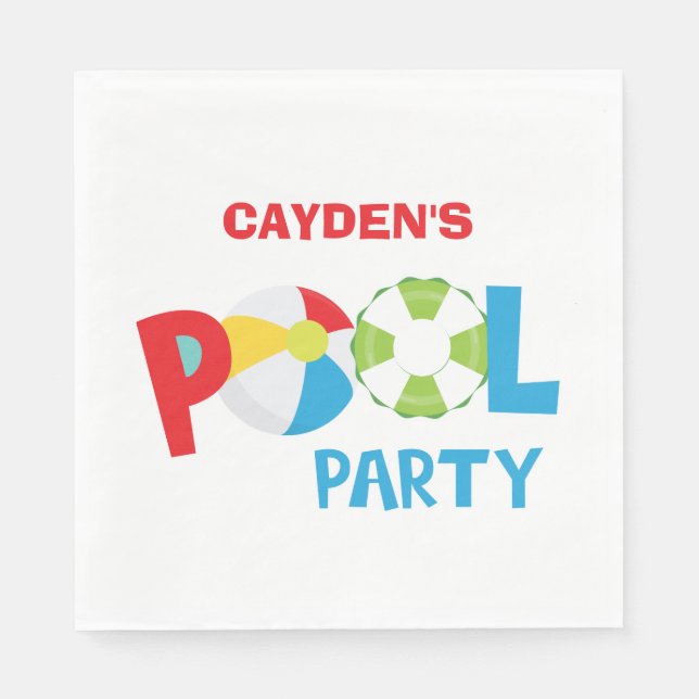 Pool Party Boy Birthday  Napkins (Front)