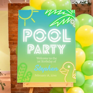 Pool Party Boy Birthday Welcome Sign