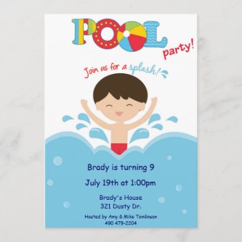 Pool Party -boy Invitation by SERENITYnFAITH at Zazzle