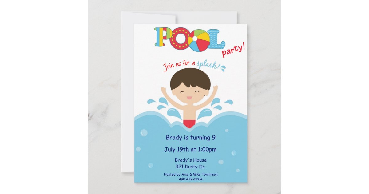 Pool Party -Boy Invitation | Zazzle