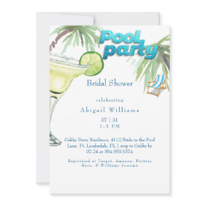 Pool Party Bridal Shower Margarita II Invitation