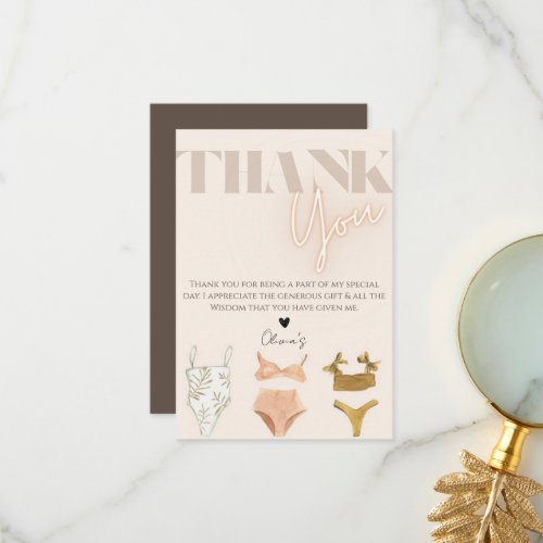 Pool party bridal shower  thank you card