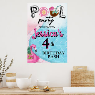 Pool Party Bright and Colorful Poster