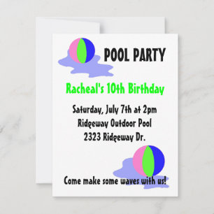 Pool Party Bright Beach Balls Invitation