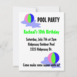Pool Party Bright Beach Balls Invitation