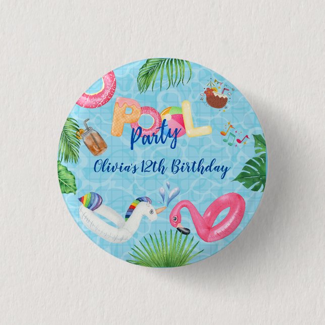 Pool Party  Button (Front)